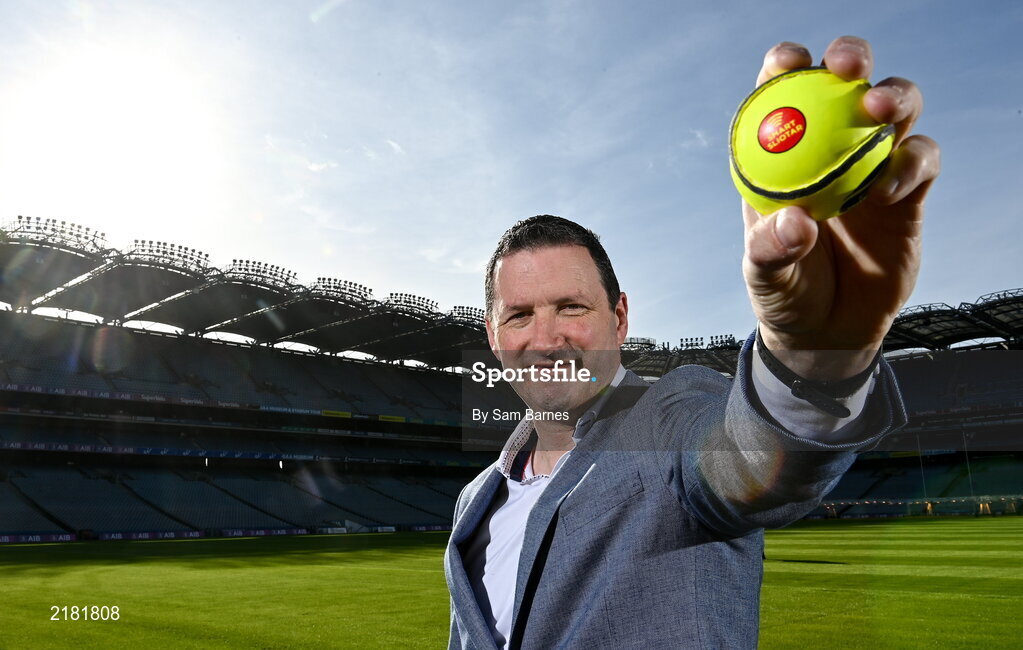 10 March 2022; Today the GAA launched the new GAA Smart Sliotar, which will be used in this years Under 20 hurling championship. The aim of the smart sliotar is to ensure consistency in performance, compliance with specifications, and to ensure it meets ethical standards of manufacture. In attendance at the launch is former Tipperary hurler Brendan Cummins at Croke Park in Dublin. Photo by Sam Barnes/Sportsfile