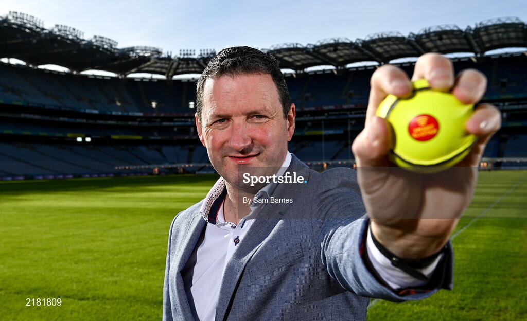 10 March 2022; Today the GAA launched the new GAA Smart Sliotar, which will be used in this years Under 20 hurling championship. The aim of the smart sliotar is to ensure consistency in performance, compliance with specifications, and to ensure it meets ethical standards of manufacture. In attendance at the launch is former Tipperary hurler Brendan Cummins at Croke Park in Dublin. Photo by Sam Barnes/Sportsfile