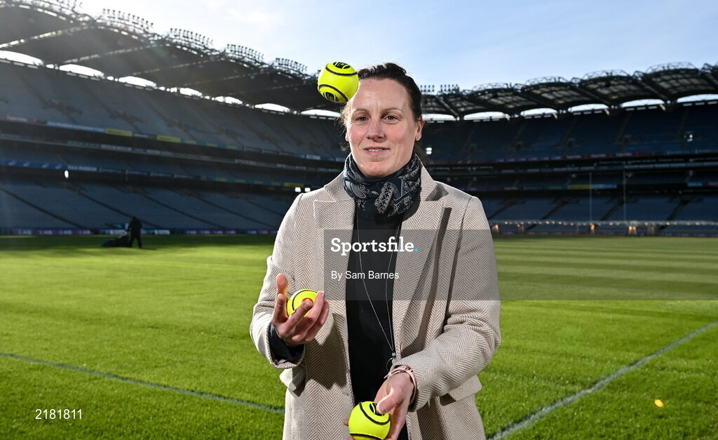 10 March 2022; Today the GAA launched the new GAA Smart Sliotar, which will be used in this years Under 20 hurling championship. The aim of the smart sliotar is to ensure consistency in performance, compliance with specifications, and to ensure it meets ethical standards of manufacture. In attendance at the launch is Camogie Association technical development and participation manager Louise Conlon at Croke Park in Dublin. Photo by Sam Barnes/Sportsfile