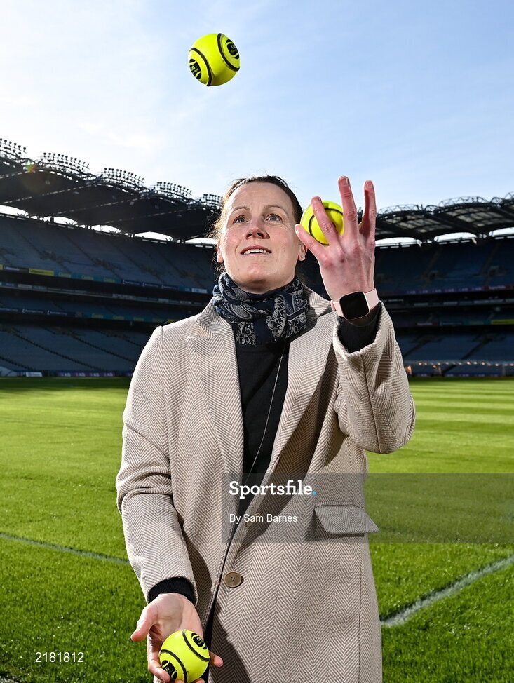 10 March 2022; Today the GAA launched the new GAA Smart Sliotar, which will be used in this years Under 20 hurling championship. The aim of the smart sliotar is to ensure consistency in performance, compliance with specifications, and to ensure it meets ethical standards of manufacture. In attendance at the launch is Camogie Association technical development and participation manager Louise Conlon at Croke Park in Dublin. Photo by Sam Barnes/Sportsfile