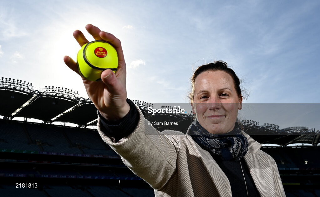 10 March 2022; Today the GAA launched the new GAA Smart Sliotar, which will be used in this years Under 20 hurling championship. The aim of the smart sliotar is to ensure consistency in performance, compliance with specifications, and to ensure it meets ethical standards of manufacture. In attendance at the launch is Camogie Association technical development and participation manager Louise Conlon at Croke Park in Dublin. Photo by Sam Barnes/Sportsfile