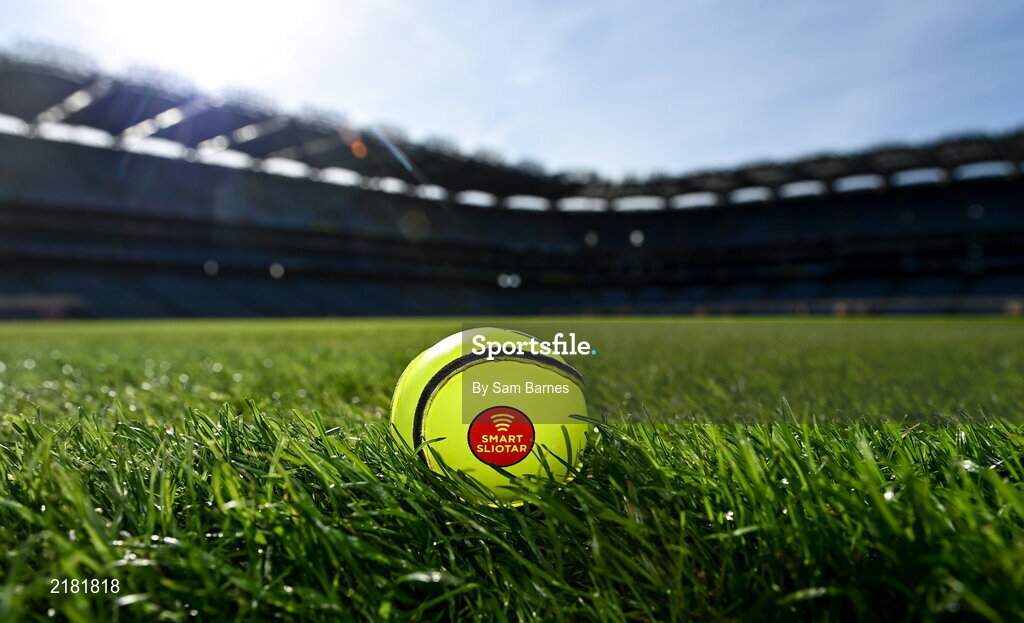 10 March 2022; Today the GAA launched the new GAA Smart Sliotar, which will be used in this years Under 20 hurling championship. The aim of the smart sliotar is to ensure consistency in performance, compliance with specifications, and to ensure it meets ethical standards of manufacture. Pictured is the new GAA Smart Sliotar at Croke Park in Dublin. Photo by Sam Barnes/Sportsfile