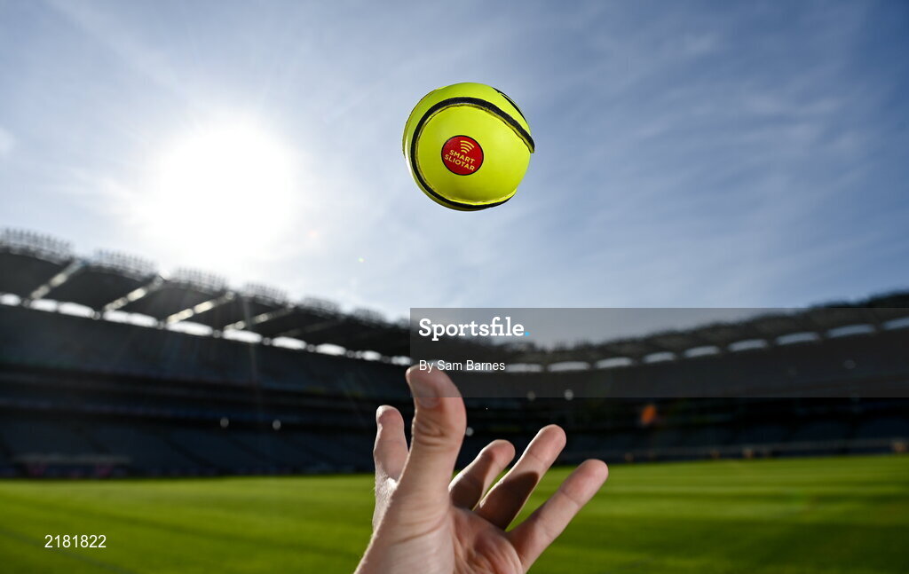 10 March 2022; Today the GAA launched the new GAA Smart Sliotar, which will be used in this years Under 20 hurling championship. The aim of the smart sliotar is to ensure consistency in performance, compliance with specifications, and to ensure it meets ethical standards of manufacture. Pictured is the new GAA Smart Sliotar at Croke Park in Dublin. Photo by Sam Barnes/Sportsfile