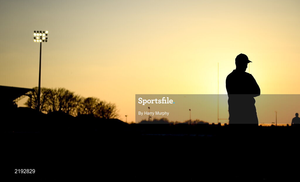 26 March 2022; Leinster head coach Leo Cullen before the United Rugby Championship match between Connacht and Leinster at the Sportsground in Galway. Photo by Harry Murphy/Sportsfile