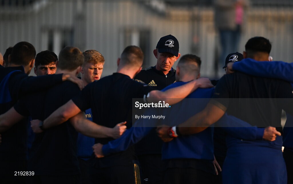 26 March 2022; Leinster head coach Leo Cullen before the United Rugby Championship match between Connacht and Leinster at the Sportsground in Galway. Photo by Harry Murphy/Sportsfile