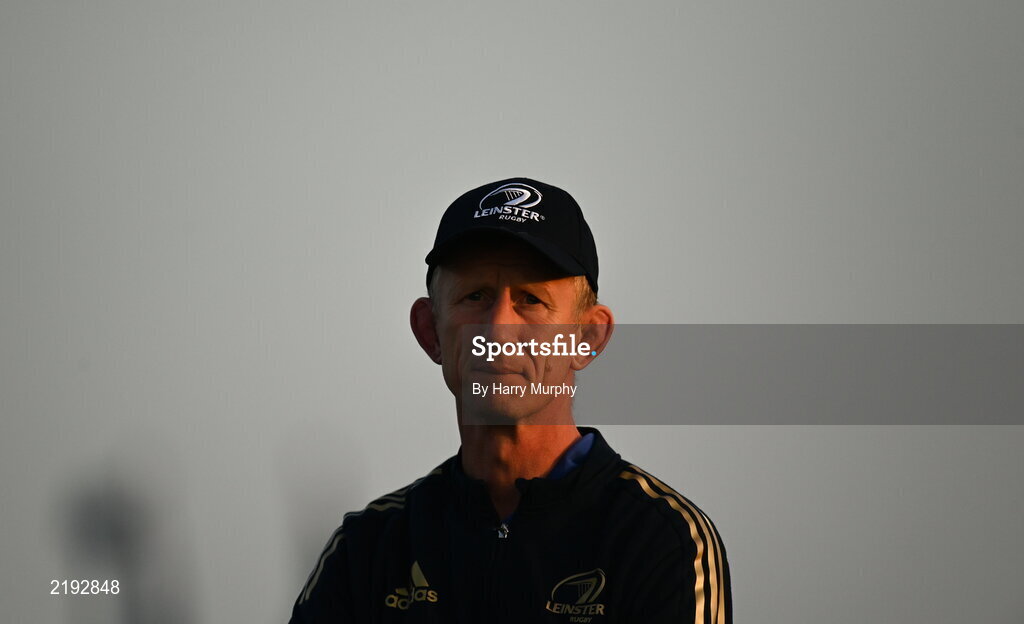 26 March 2022; Leinster head coach Leo Cullen before the United Rugby Championship match between Connacht and Leinster at the Sportsground in Galway. Photo by Harry Murphy/Sportsfile