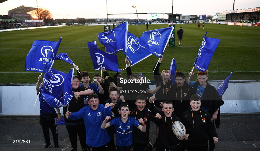 26 March 2022; Leinster supporters from Carlow RFC before the United Rugby Championship match between Connacht and Leinster at the Sportsground in Galway. Photo by Harry Murphy/Sportsfile