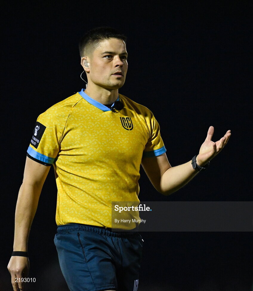 26 March 2022; Referee Chris Busby during the United Rugby Championship match between Connacht and Leinster at the Sportsground in Galway. Photo by Harry Murphy/Sportsfile