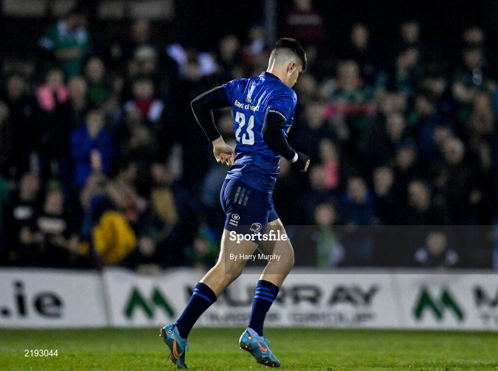26 March 2022; Chris Cosgrave of Leinster makes his debut during the United Rugby Championship match between Connacht and Leinster at the Sportsground in Galway. Photo by Harry Murphy/Sportsfile