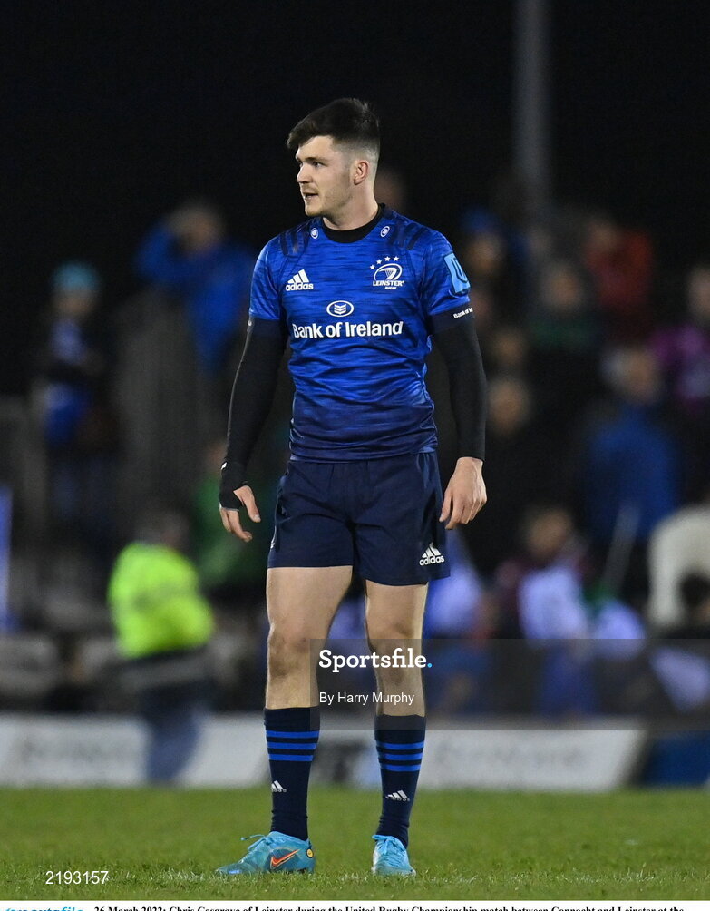 26 March 2022; Chris Cosgrave of Leinster during the United Rugby Championship match between Connacht and Leinster at the Sportsground in Galway. Photo by Harry Murphy/Sportsfile