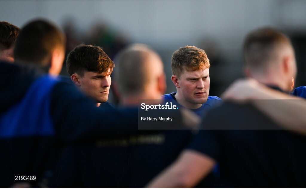26 March 2022; Max O'Reilly and Sean O'Brien of Leinster before the United Rugby Championship match between Connacht and Leinster at the Sportsground in Galway. Photo by Harry Murphy/Sportsfile