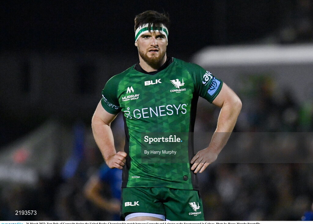 26 March 2022; Tom Daly of Connacht during the United Rugby Championship match between Connacht and Leinster at the Sportsground in Galway. Photo by Harry Murphy/Sportsfile