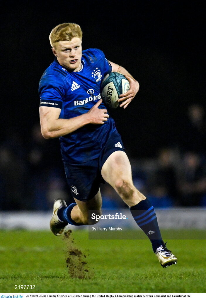 26 March 2022; Tommy O'Brien of Leinster during the United Rugby Championship match between Connacht and Leinster at the Sportsground in Galway. Photo by Harry Murphy/Sportsfile