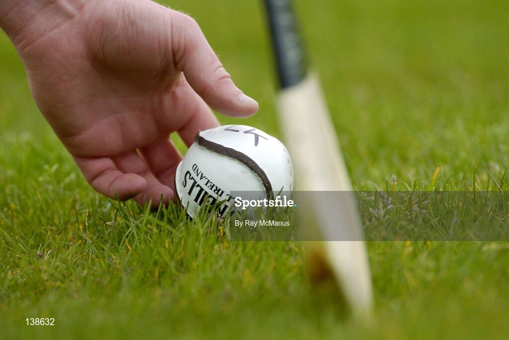 25 April 2004; A player places the sliothar on the ground for a free. Allianz Hurling League 2004, Round 3, Division 1, Galway v Limerick, Pearse Stadium, Galway. Picture credit; Ray McManus / SPORTSFILE *EDI*