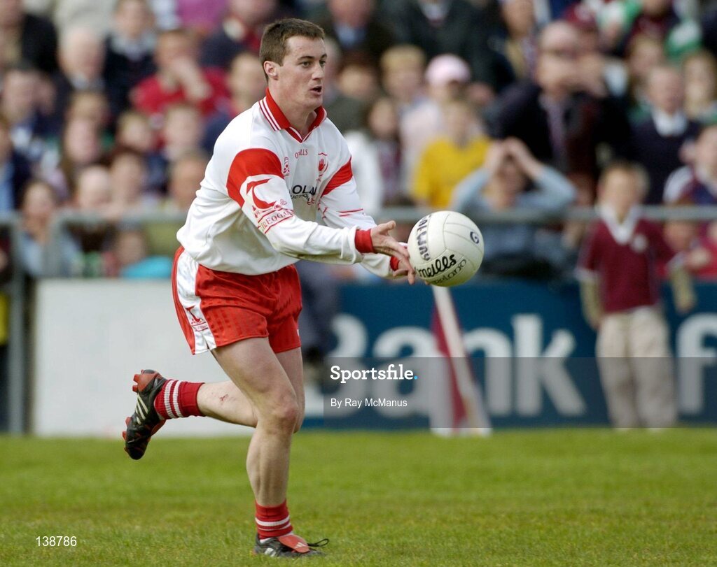 25 April 2004; Brian McGuigan, Tyrone. Allianz Football League 2004, Semi-Final Replay, Galway v Tyrone, Pearse Stadium, Galway. Picture credit; Ray McManus / SPORTSFILE *EDI*