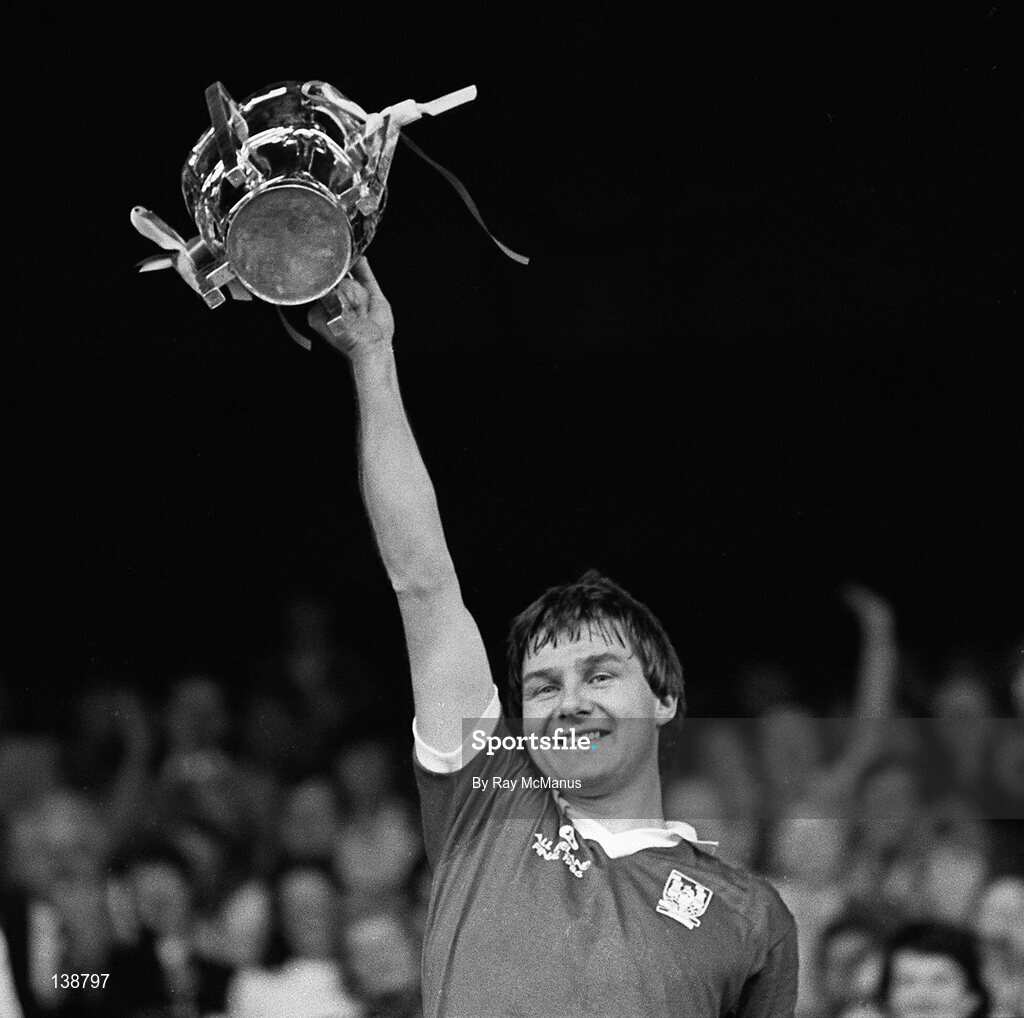 7 September 1986; Cork captain Tom Cashman lifts the Liam MacCarthy Cup after victory over Galway. All Ireland Hurling Championship Final, Cork v Galway, Croke Park, Dublin. Picture credit; Ray McManus / SPORTSFILE