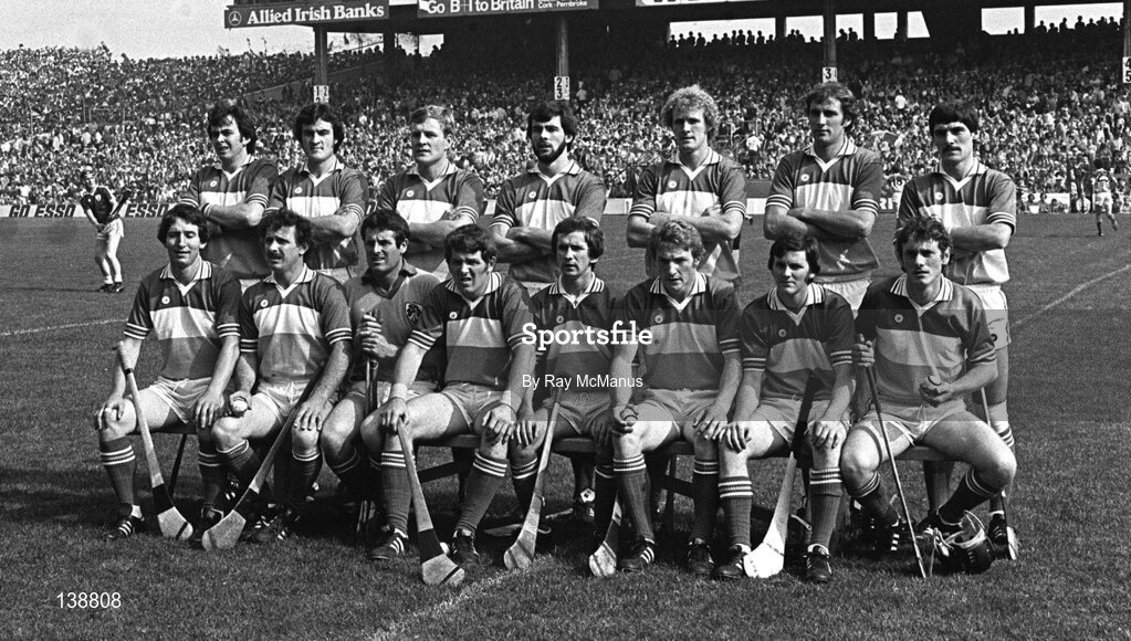 6 September 1981; The Offaly team, back, from left Paddy Kirwan, Pat Fleury, Joachim Kelly, Liam Currams, Pat Delaney, Eugene Coughlan and Aidan Fogarty, with, front, from left, Tom Donoghue, Johnny Flaherty, Damien Martin, Padraic Horan, Ger Coughlan, Pat Carroll, Mark Corrigan and Brendan Bermingham prior to the All-Ireland Senior Hurling Championship Final match between Offaly and Galway at Croke Park in Dublin. Photo by Ray McManus/Sportsfile