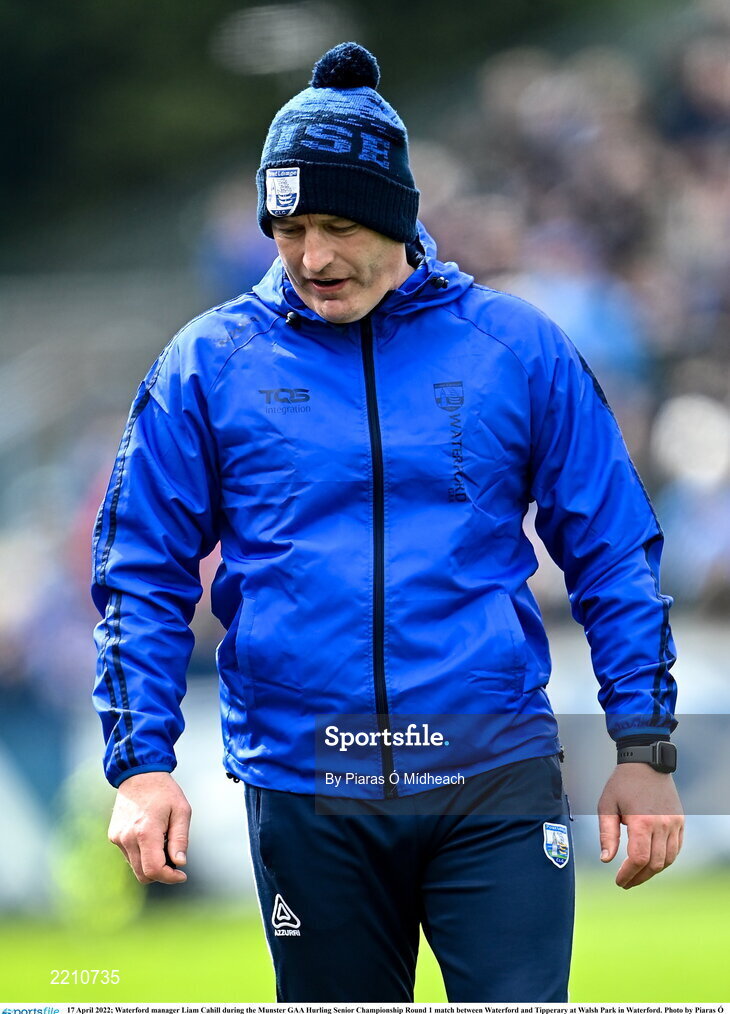17 April 2022; Waterford manager Liam Cahill during the Munster GAA Hurling Senior Championship Round 1 match between Waterford and Tipperary at Walsh Park in Waterford. Photo by Piaras Ó Mídheach/Sportsfile