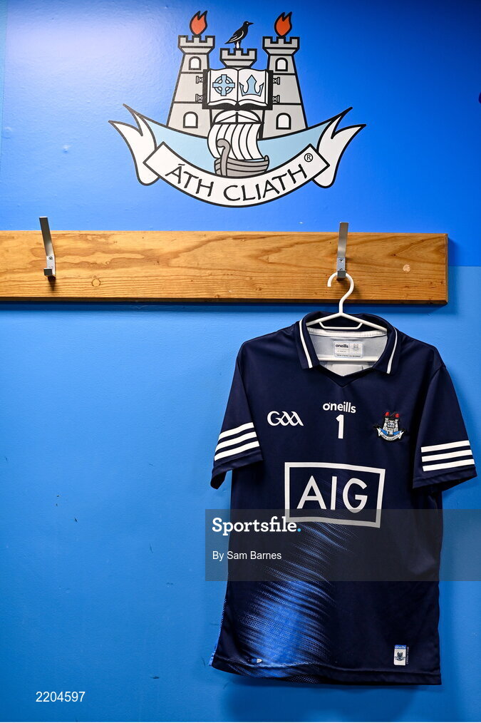 7 April 2022; A general view of the Dublin  goalkeeper jersey during Dublin Hurling Squad Portraits at Parnell Park in Dublin. Photo by Sam Barnes/Sportsfile