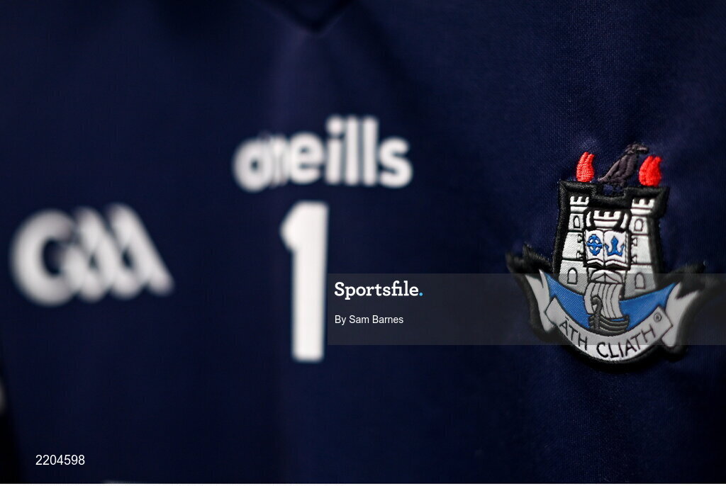 7 April 2022; A detailed view of the Dublin  goalkeeper jersey during Dublin Hurling Squad Portraits at Parnell Park in Dublin. Photo by Sam Barnes/Sportsfile