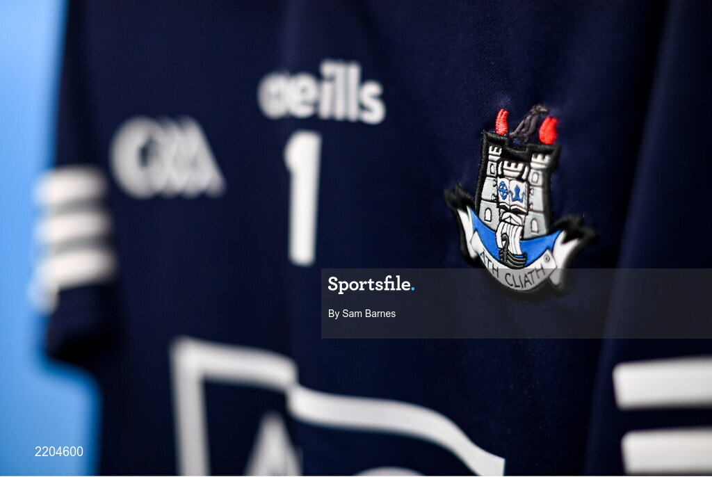7 April 2022; A detailed view of the Dublin  goalkeeper jersey during Dublin Hurling Squad Portraits at Parnell Park in Dublin. Photo by Sam Barnes/Sportsfile
