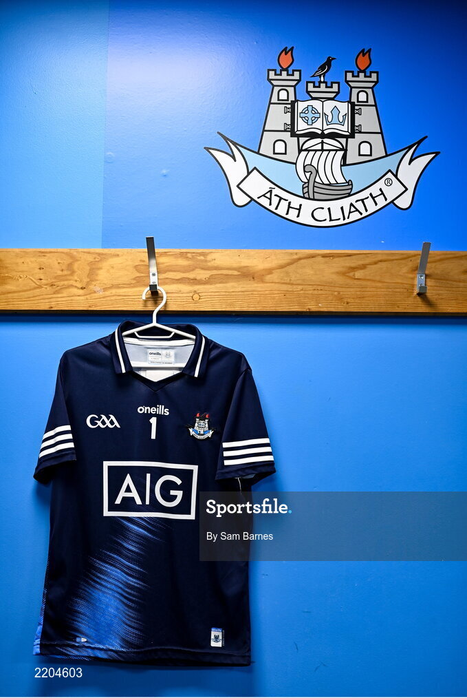 7 April 2022; A general view of the Dublin  goalkeeper jersey during Dublin Hurling Squad Portraits at Parnell Park in Dublin. Photo by Sam Barnes/Sportsfile