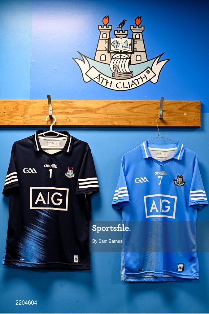 7 April 2022; A general view of Dublin jerseys during Dublin Hurling Squad Portraits at Parnell Park in Dublin. Photo by Sam Barnes/Sportsfile