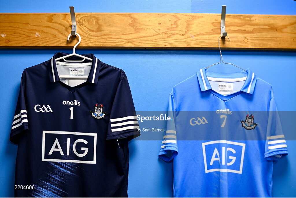 7 April 2022; A general view of Dublin jerseys during Dublin Hurling Squad Portraits at Parnell Park in Dublin. Photo by Sam Barnes/Sportsfile