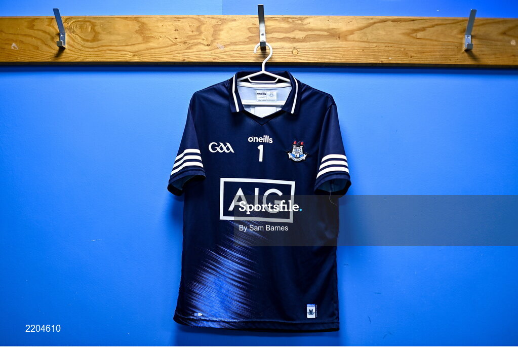7 April 2022; A general view of the Dublin goalkeeper jersey during Dublin Hurling Squad Portraits at Parnell Park in Dublin. Photo by Sam Barnes/Sportsfile