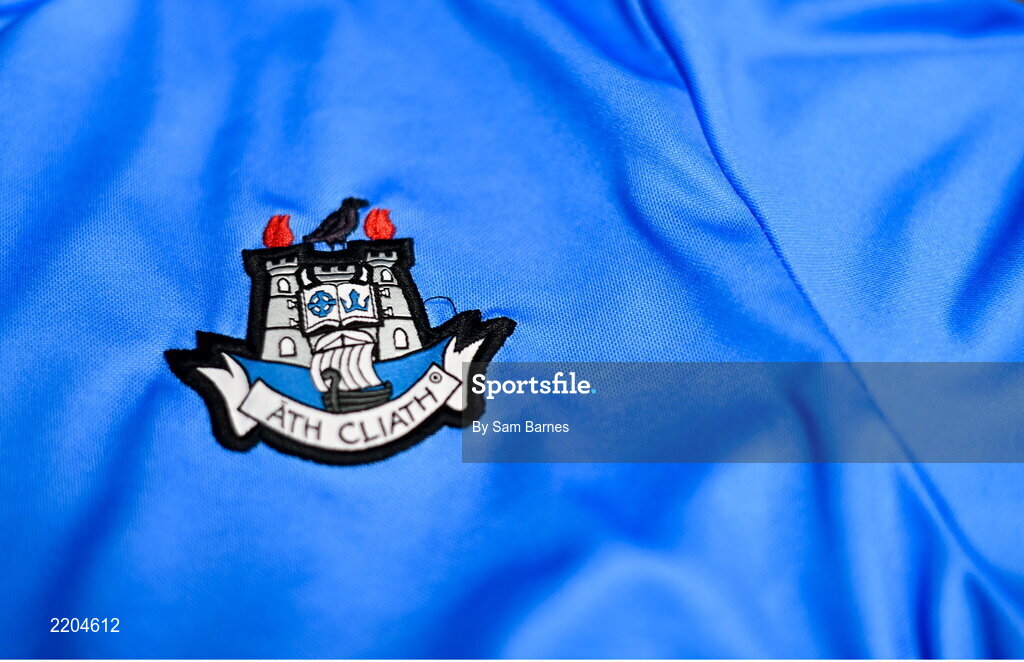 7 April 2022; A detailed view of the Dublin jersey during Dublin Hurling Squad Portraits at Parnell Park in Dublin. Photo by Sam Barnes/Sportsfile