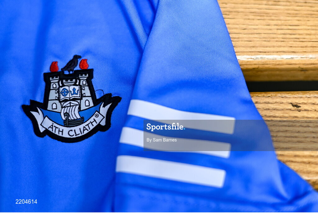 7 April 2022; A detailed view of the Dublin jersey during Dublin Hurling Squad Portraits at Parnell Park in Dublin. Photo by Sam Barnes/Sportsfile