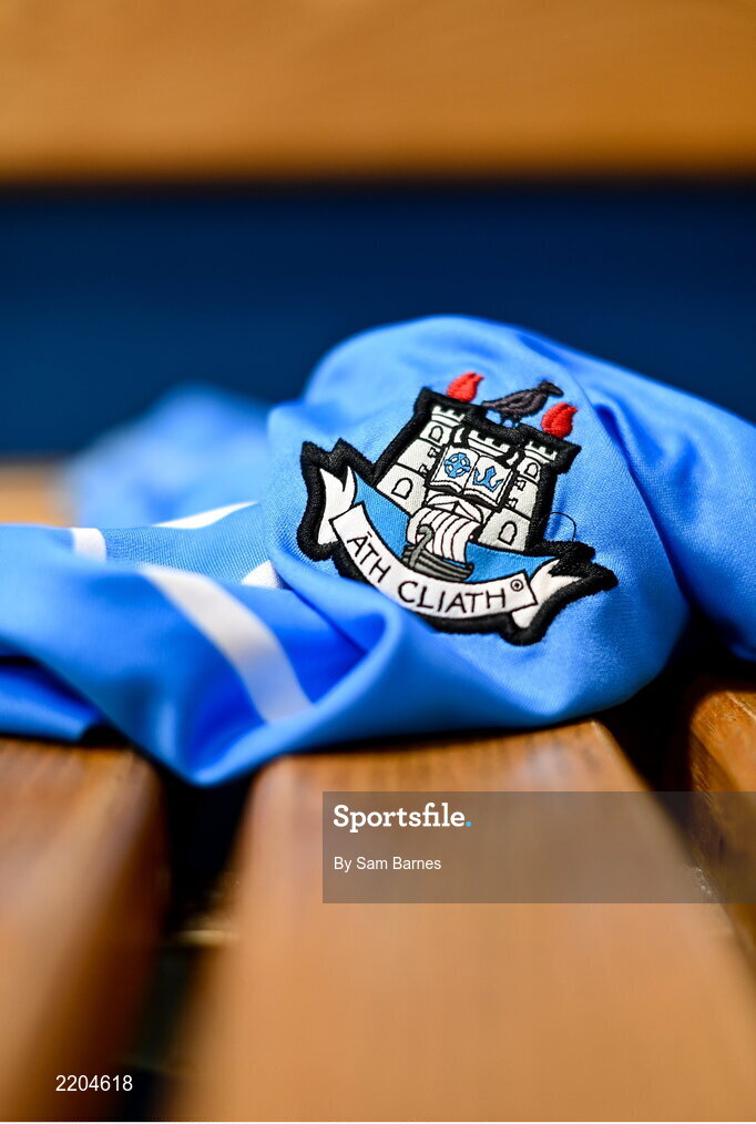 7 April 2022; A detailed view of the Dublin jersey during Dublin Hurling Squad Portraits at Parnell Park in Dublin. Photo by Sam Barnes/Sportsfile