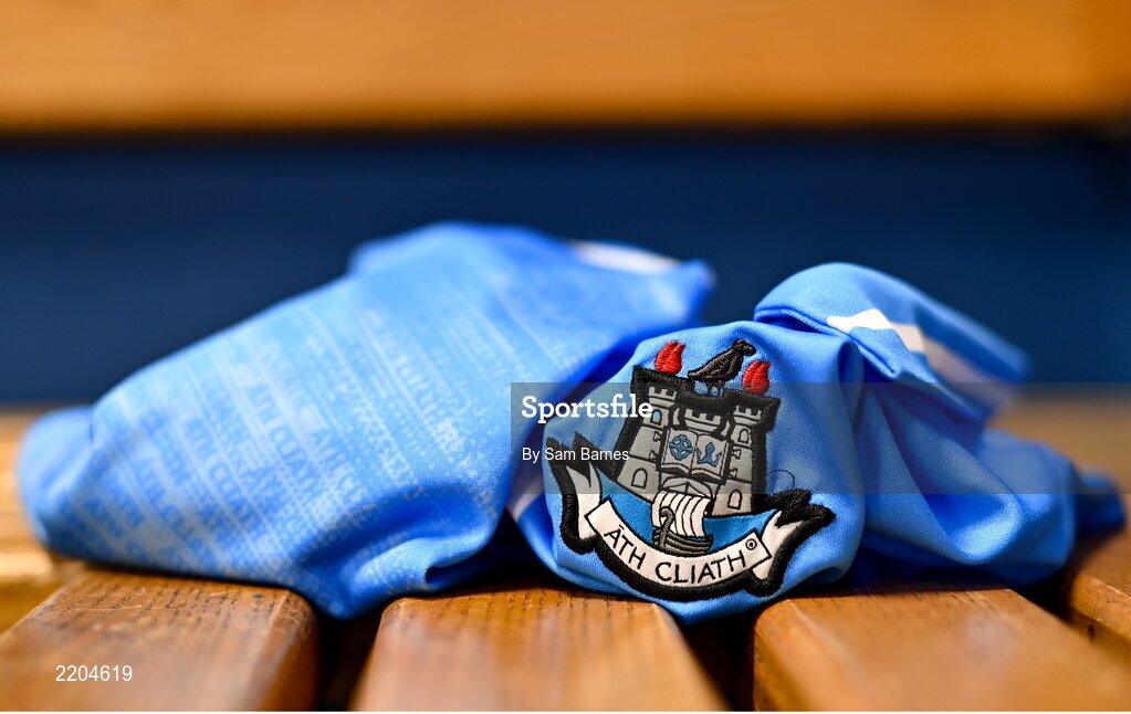 7 April 2022; A detailed view of the Dublin jersey during Dublin Hurling Squad Portraits at Parnell Park in Dublin. Photo by Sam Barnes/Sportsfile