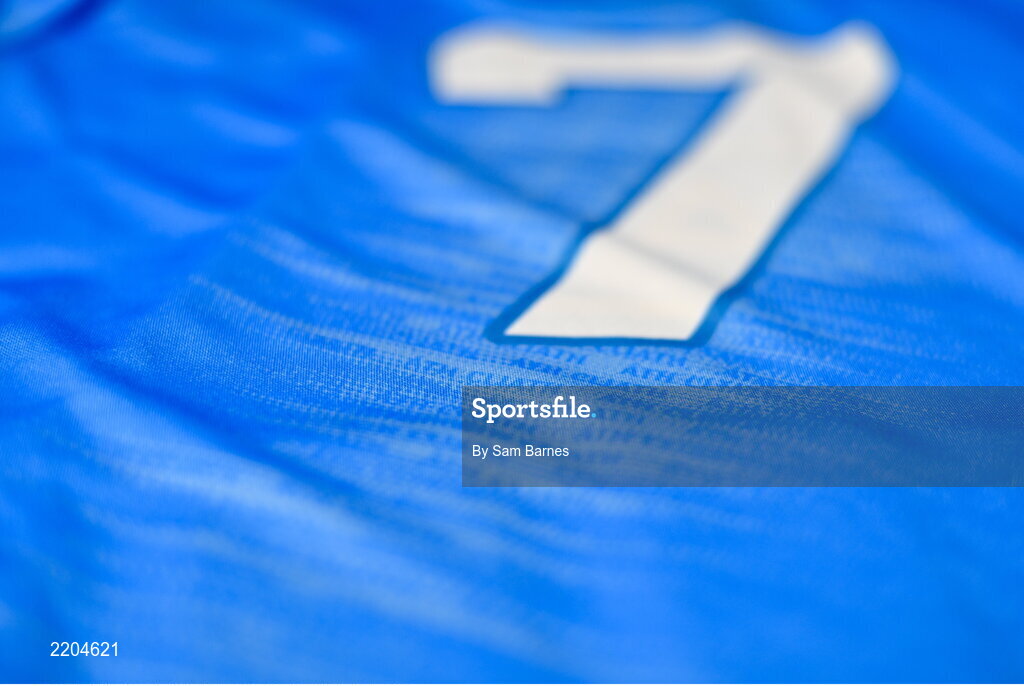 7 April 2022; A detailed view of the Dublin jersey during Dublin Hurling Squad Portraits at Parnell Park in Dublin. Photo by Sam Barnes/Sportsfile