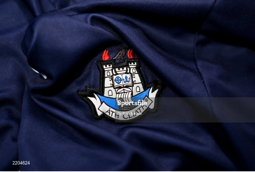 7 April 2022; A detailed view of the Dublin goalkeeper jersey during Dublin Hurling Squad Portraits at Parnell Park in Dublin. Photo by Sam Barnes/Sportsfile