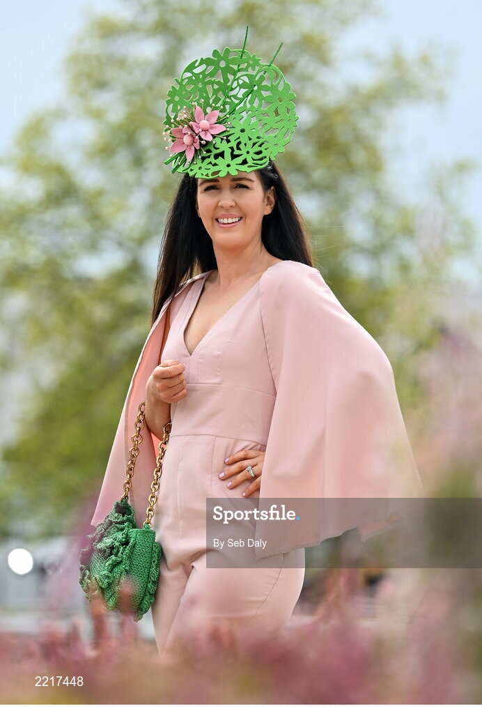 28 April 2022; Racegoer Emer Cully, from Naas, Kildare, on day three of the Punchestown Festival at Punchestown Racecourse in Kildare. Photo by Seb Daly/Sportsfile