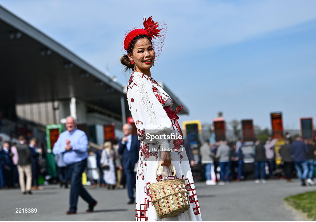 29 April 2022; Racegoer Jae Tourish from Letterkenny, Donegal prior to racing on day four of the Punchestown Festival at Punchestown Racecourse in Kildare. Photo by David Fitzgerald/Sportsfile