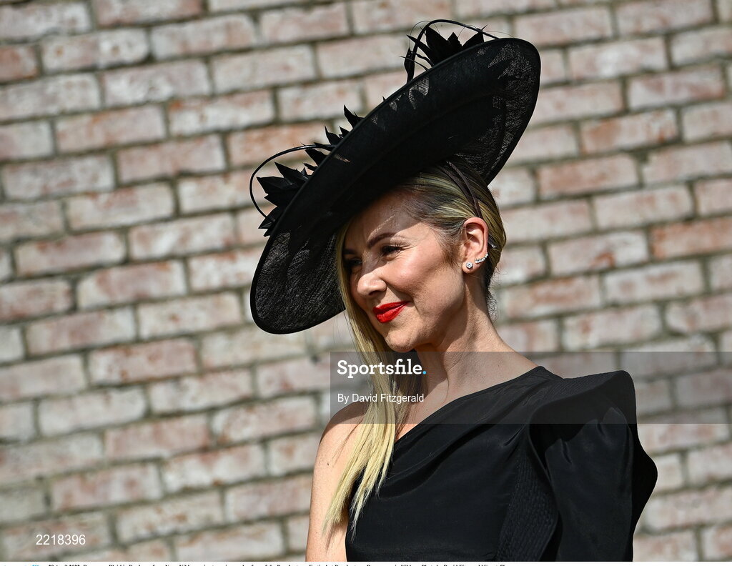 29 April 2022; Racegoers Blaithin Dunleavy from Nass, Kildare prior to racing on day four of the Punchestown Festival at Punchestown Racecourse in Kildare. Photo by David Fitzgerald/Sportsfile