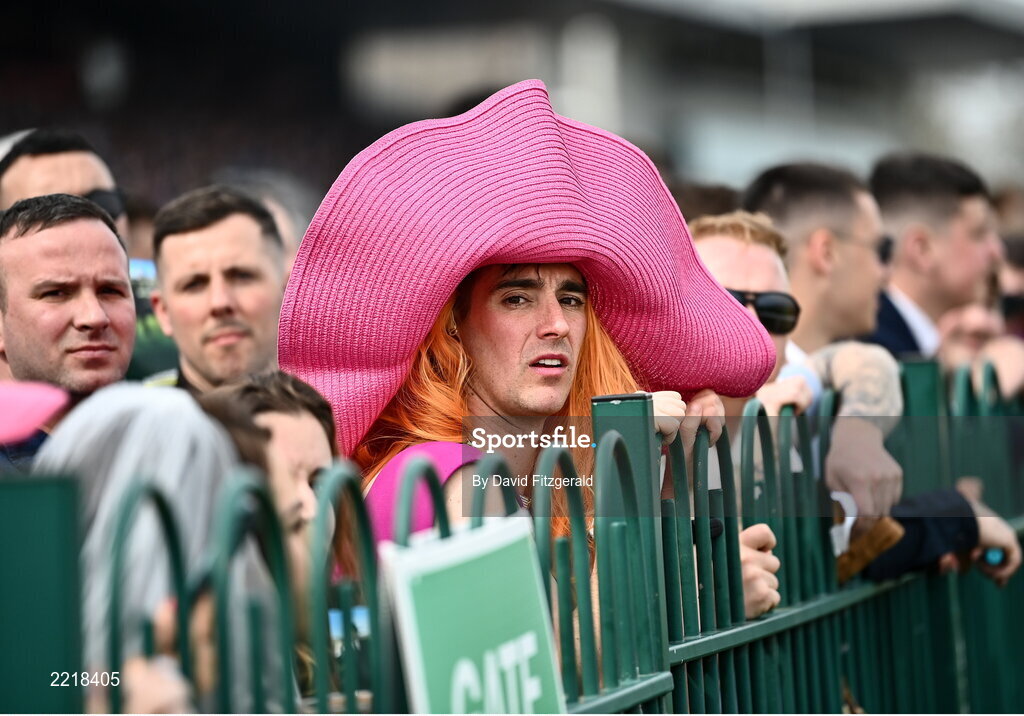 29 April 2022; Racegoers look on during the Stanley Asphalt Hunters Steeplechase during day four of the Punchestown Festival at Punchestown Racecourse in Kildare. Photo by David Fitzgerald/Sportsfile