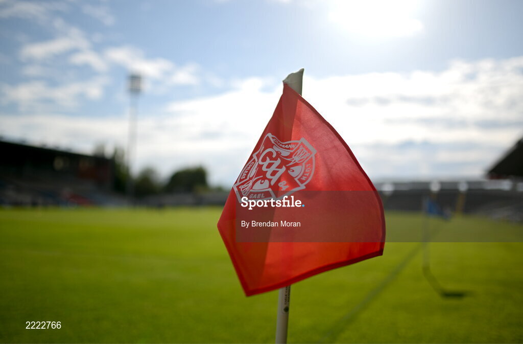 3 May 2022; A sideline flag flies in the wind before the Electric Ireland Munster GAA Minor Hurling Championship Semi-Final match between Tipperary and Waterford at FBD Semple Stadium in Thurles, Tipperary. Photo by Brendan Moran/Sportsfile