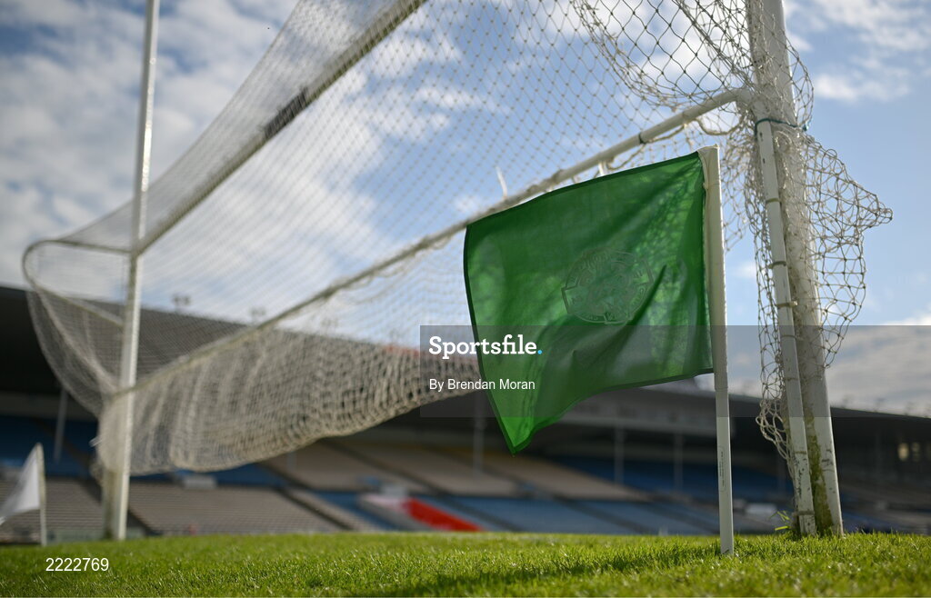 3 May 2022; A goal signalling flag flies in the wind before the Electric Ireland Munster GAA Minor Hurling Championship Semi-Final match between Tipperary and Waterford at FBD Semple Stadium in Thurles, Tipperary. Photo by Brendan Moran/Sportsfile