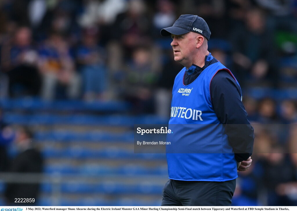 3 May 2022; Waterford manager Shane Ahearne during the Electric Ireland Munster GAA Minor Hurling Championship Semi-Final match between Tipperary and Waterford at FBD Semple Stadium in Thurles, Tipperary. Photo by Brendan Moran/Sportsfile