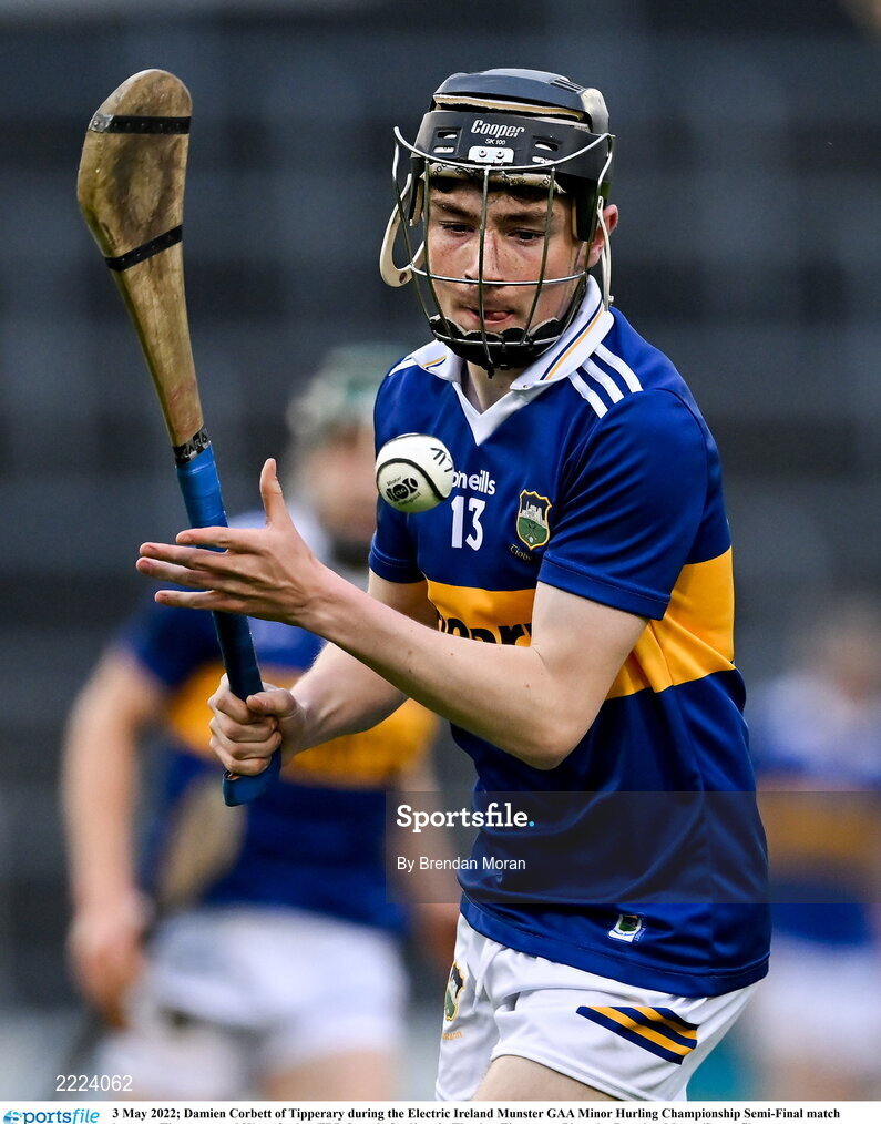 3 May 2022; Damien Corbett of Tipperary during the Electric Ireland Munster GAA Minor Hurling Championship Semi-Final match between Tipperary and Waterford at FBD Semple Stadium in Thurles, Tipperary. Photo by Brendan Moran/Sportsfile