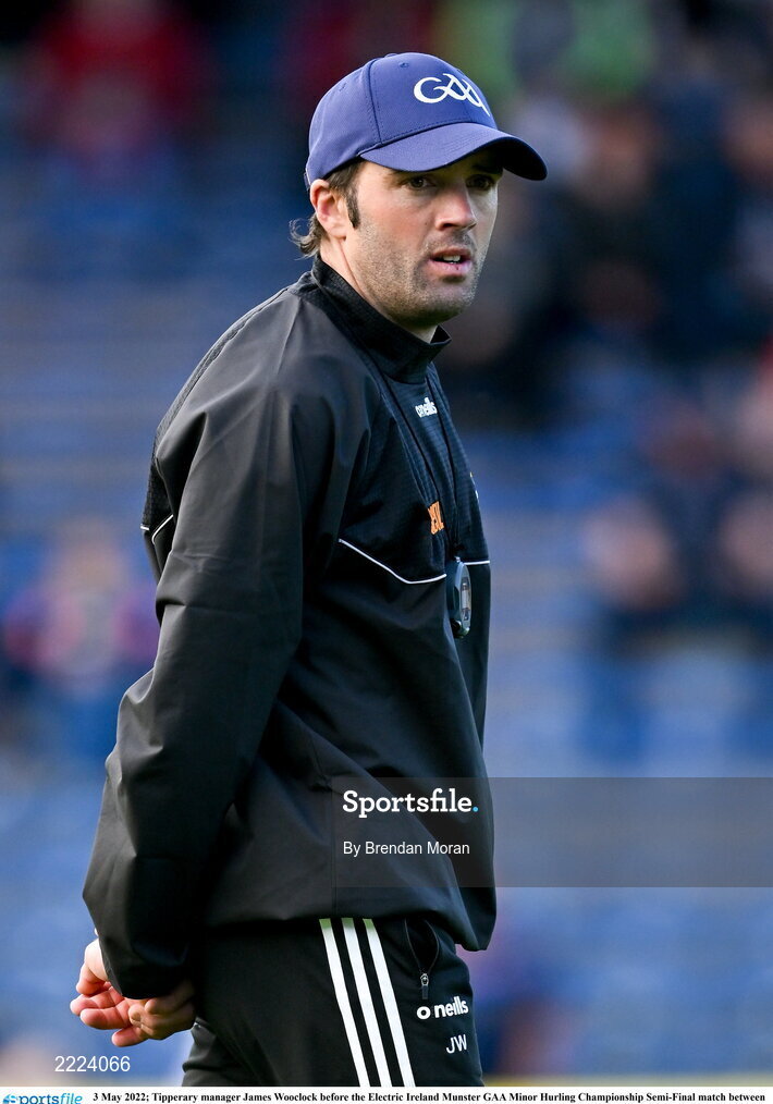 3 May 2022; Tipperary manager James Wooclock before the Electric Ireland Munster GAA Minor Hurling Championship Semi-Final match between Tipperary and Waterford at FBD Semple Stadium in Thurles, Tipperary. Photo by Brendan Moran/Sportsfile