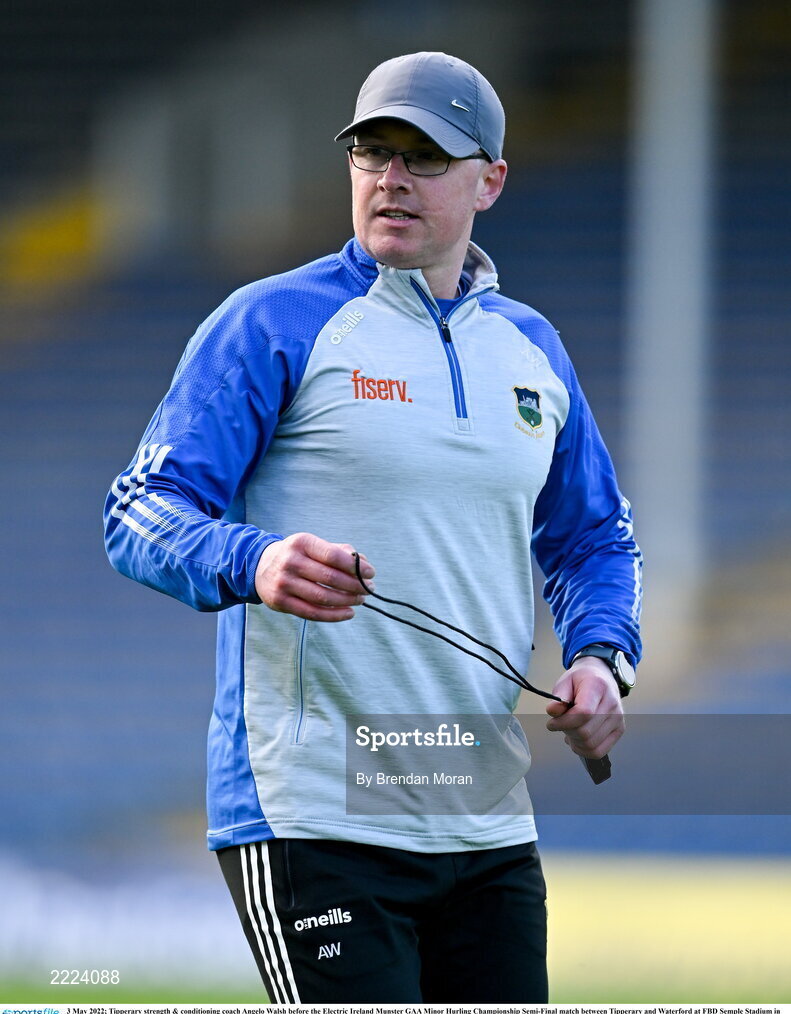 3 May 2022; Tipperary strength & conditioning coach Angelo Walsh before the Electric Ireland Munster GAA Minor Hurling Championship Semi-Final match between Tipperary and Waterford at FBD Semple Stadium in Thurles, Tipperary. Photo by Brendan Moran/Sportsfile