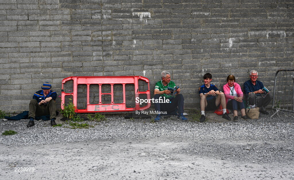 15 May 2022; Supporters of both teams await the opening of the turnstiles before the Munster GAA Hurling Senior Championship Round 4 match between Clare and Limerick at Cusack Park in Ennis, Clare. Photo by Ray McManus/Sportsfile