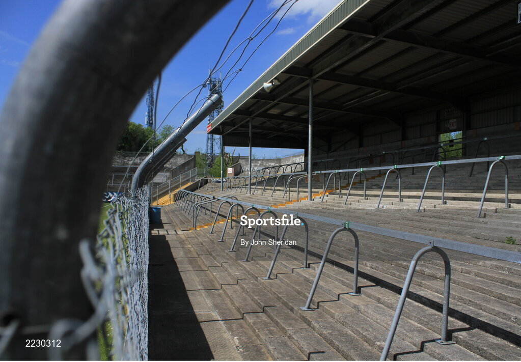 15 May 2022; A view of the empty terraces before the Munster GAA Hurling Senior Championship Round 4 match between Clare and Limerick at Cusack Park in Ennis, Clare. Photo by John Sheridan/Sportsfile