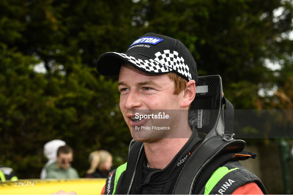 15 May 2022; Josh Moffett at the finish of of the Carlow Rally Round 4 of the National Championship in Kildavin Co. Carlow. Photo by Philip Fitzpatrick/Sportsfile