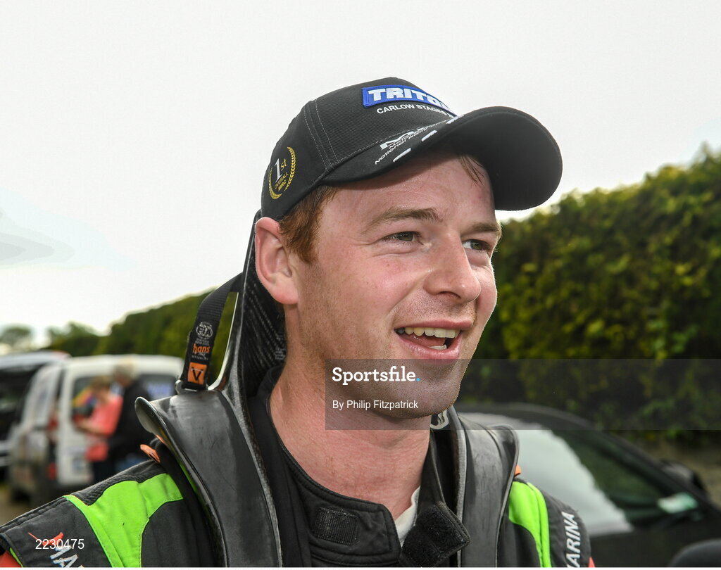 15 May 2022; Josh Moffett at the finish of the Carlow Rally Round 4 of the National Championship in Kildavin Co. Carlow. Photo by Philip Fitzpatrick/Sportsfile