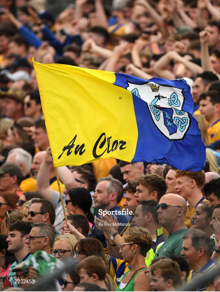 15 May 2022; Clare supporters before the Munster GAA Hurling Senior Championship Round 4 match between Clare and Limerick at Cusack Park in Ennis, Clare. Photo by Ray McManus/Sportsfile